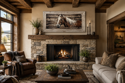 Farm Horse Painting On Wood Rustic Canvas Wall Art