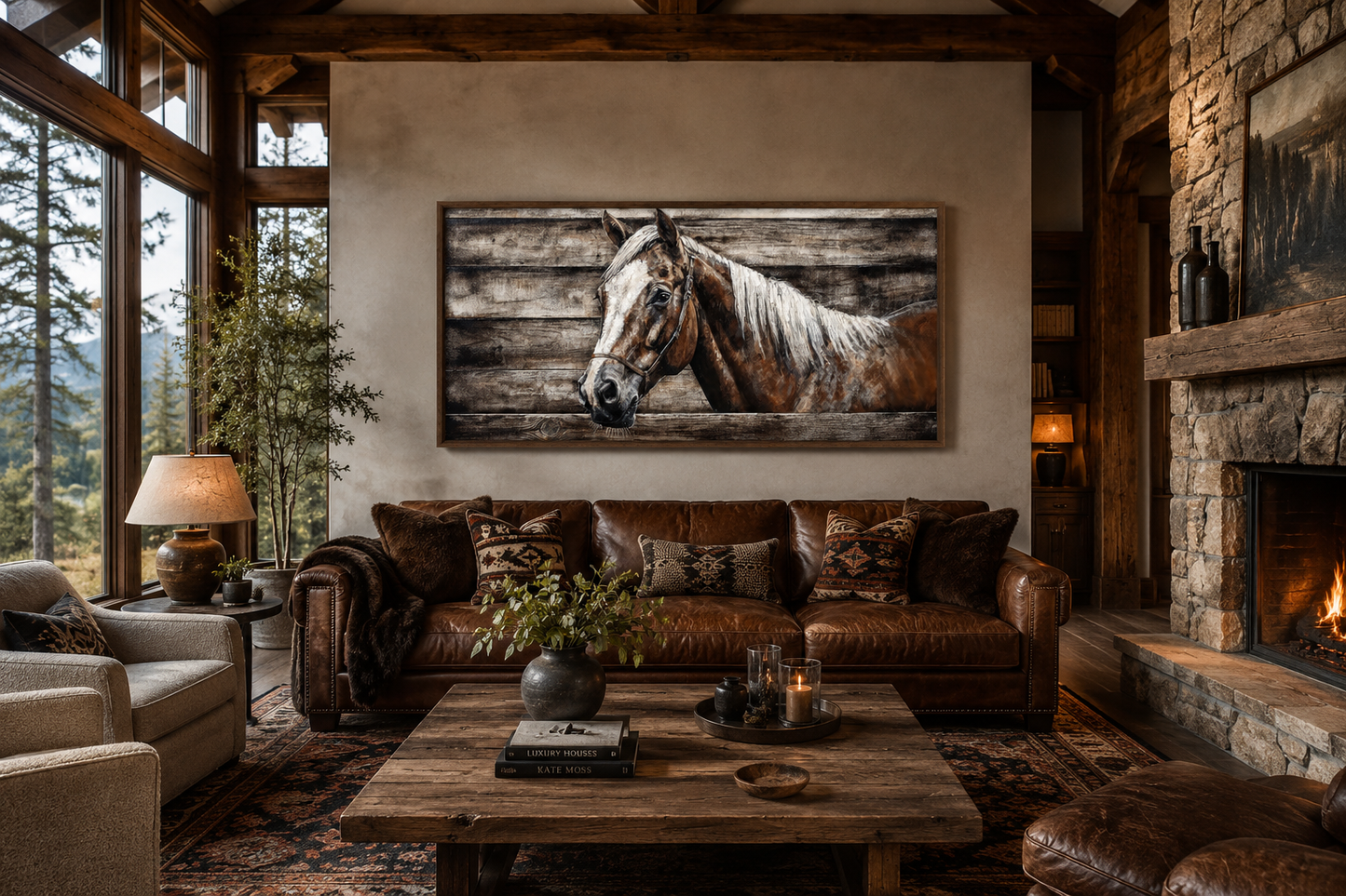 Farm Horse Painting On Wood Rustic Canvas Wall Art