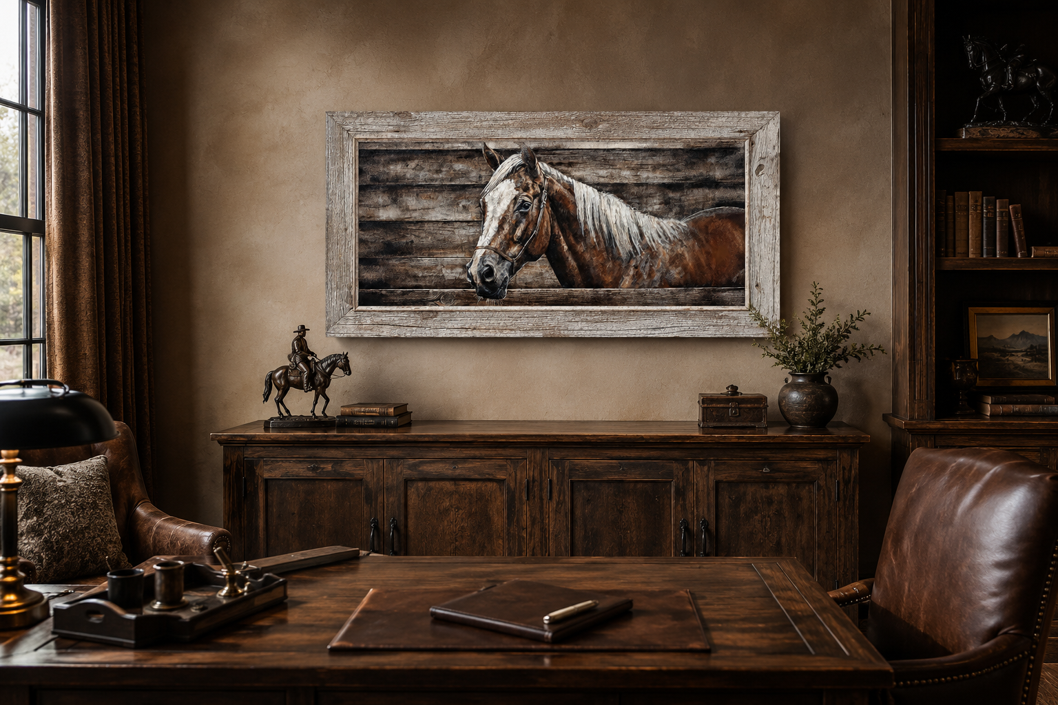 Farm Horse Painting On Wood Rustic Canvas Wall Art