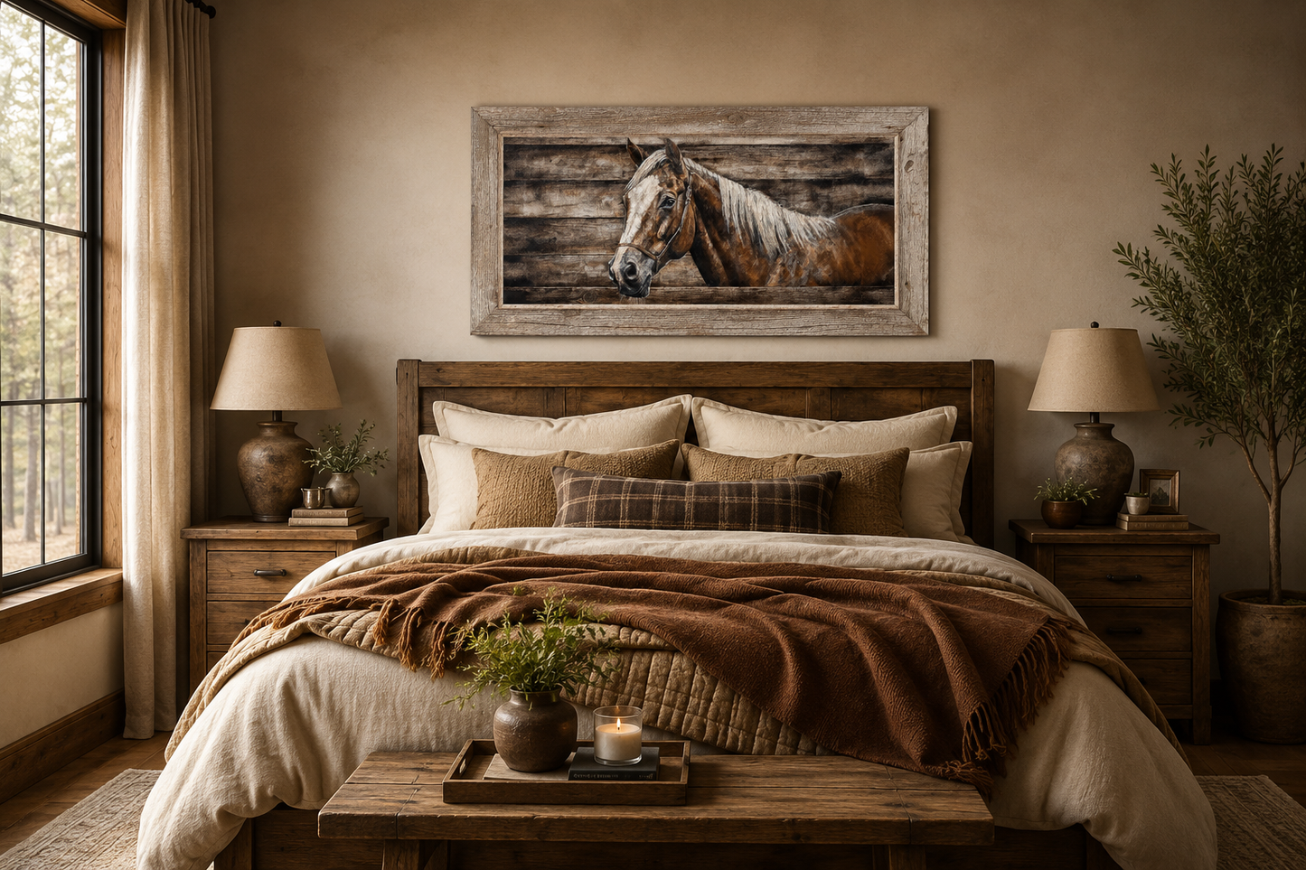 Farm Horse Painting On Wood Rustic Canvas Wall Art
