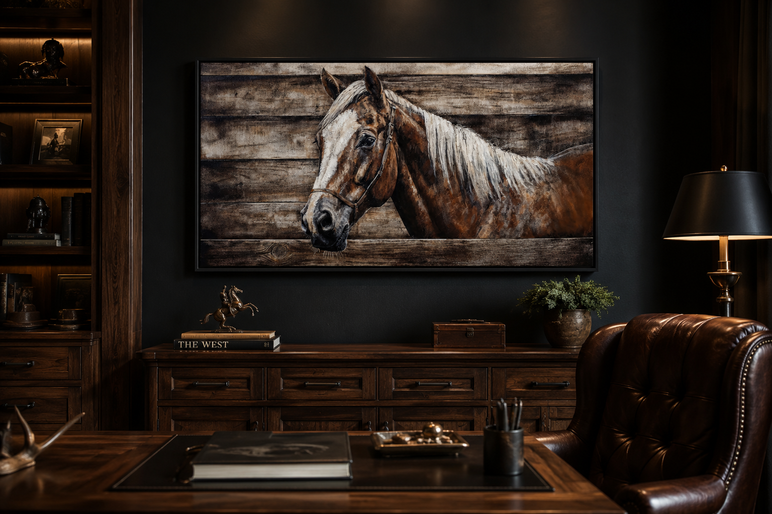 Farm Horse Painting On Wood Rustic Canvas Wall Art