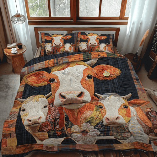 Rustic Cowscape 3-Piece Quilted Bedding Set - Single (59" x 70")