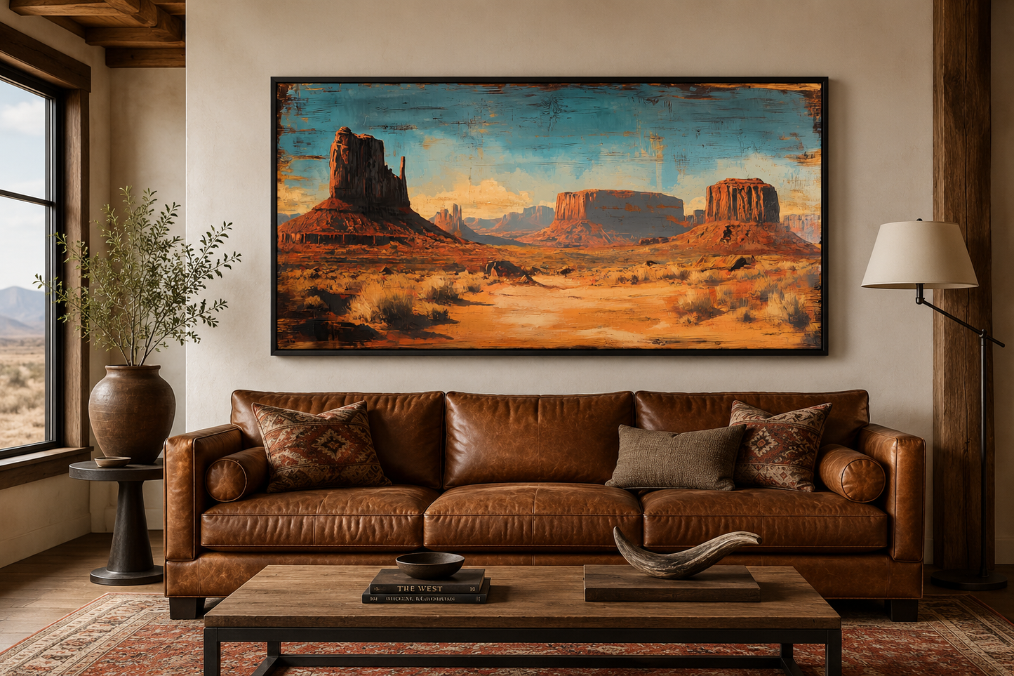 Rustic Monument Valley Framed Canvas Wall Art