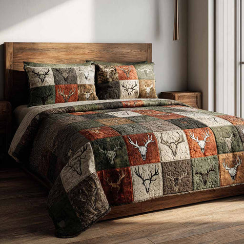 Rustic Patch 3-Piece Quilted Bedding Set - Single (59" x 70")