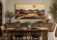 Rustic Red Barn And Farm Landscape Wood Style Canvas Wall Art