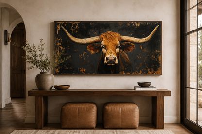 Rustic Texas Longhorn Cow Extra Large Wall Art for Western Decor