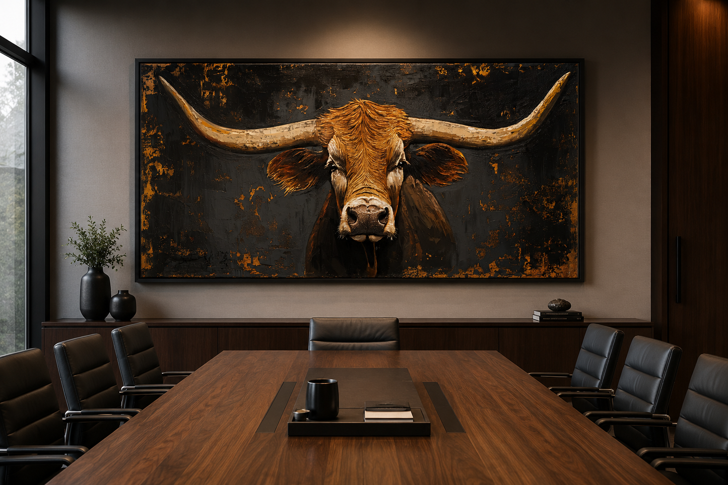 Rustic Texas Longhorn Cow Extra Large Wall Art for Western Decor