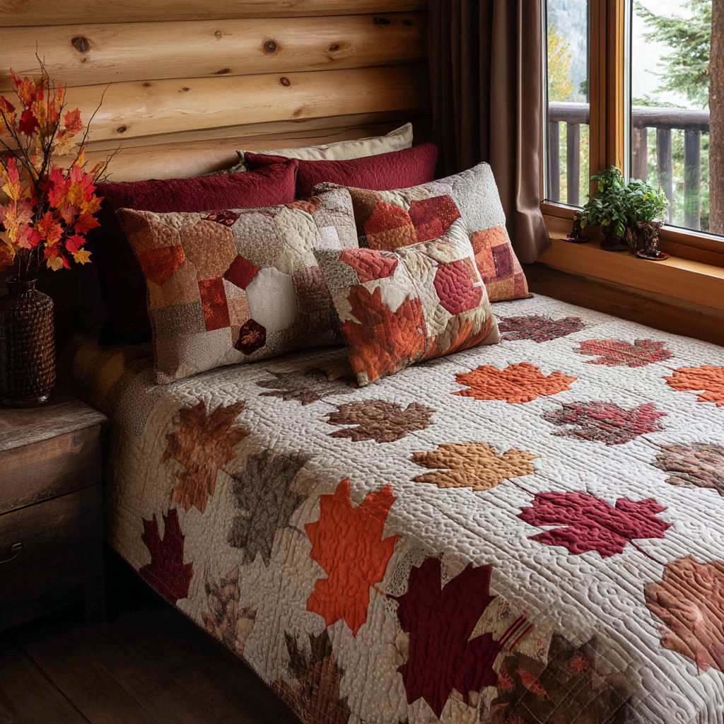Rustling Leaves 3-Piece Quilted Bedding Set - Single (59" x 70")