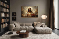 Sacred Heart of Jesus Art - Traditional Christian Canvas Print for Prayer Room