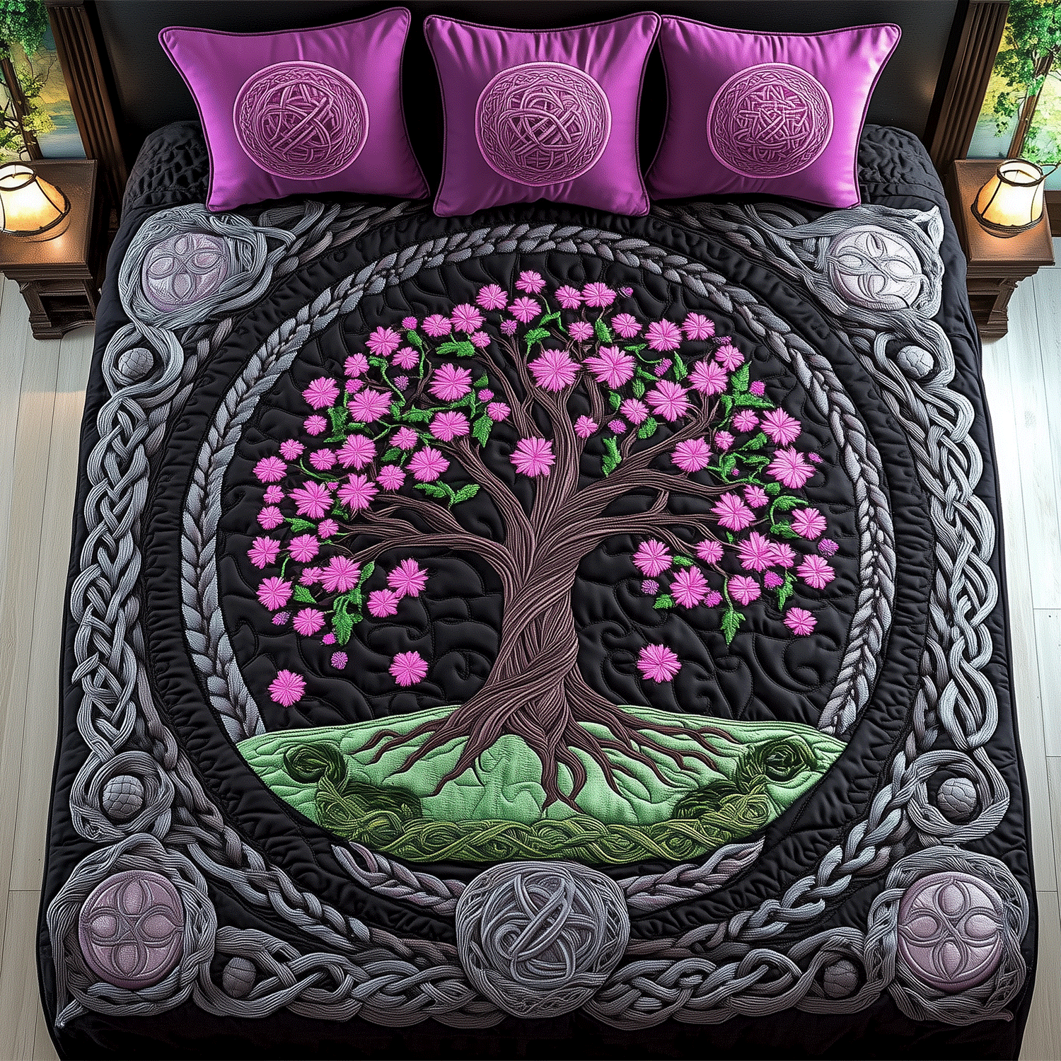 Sacred Growth 3-Piece Quilted Bedding Set - Single (59" x 70")