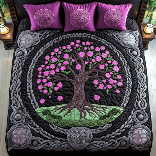 Sacred Growth 3-Piece Quilted Bedding Set - Single (59" x 70")