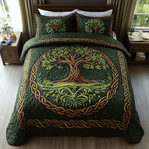 Sacred Tree 3-Piece Quilted Bedding Set - Single (59" x 70")