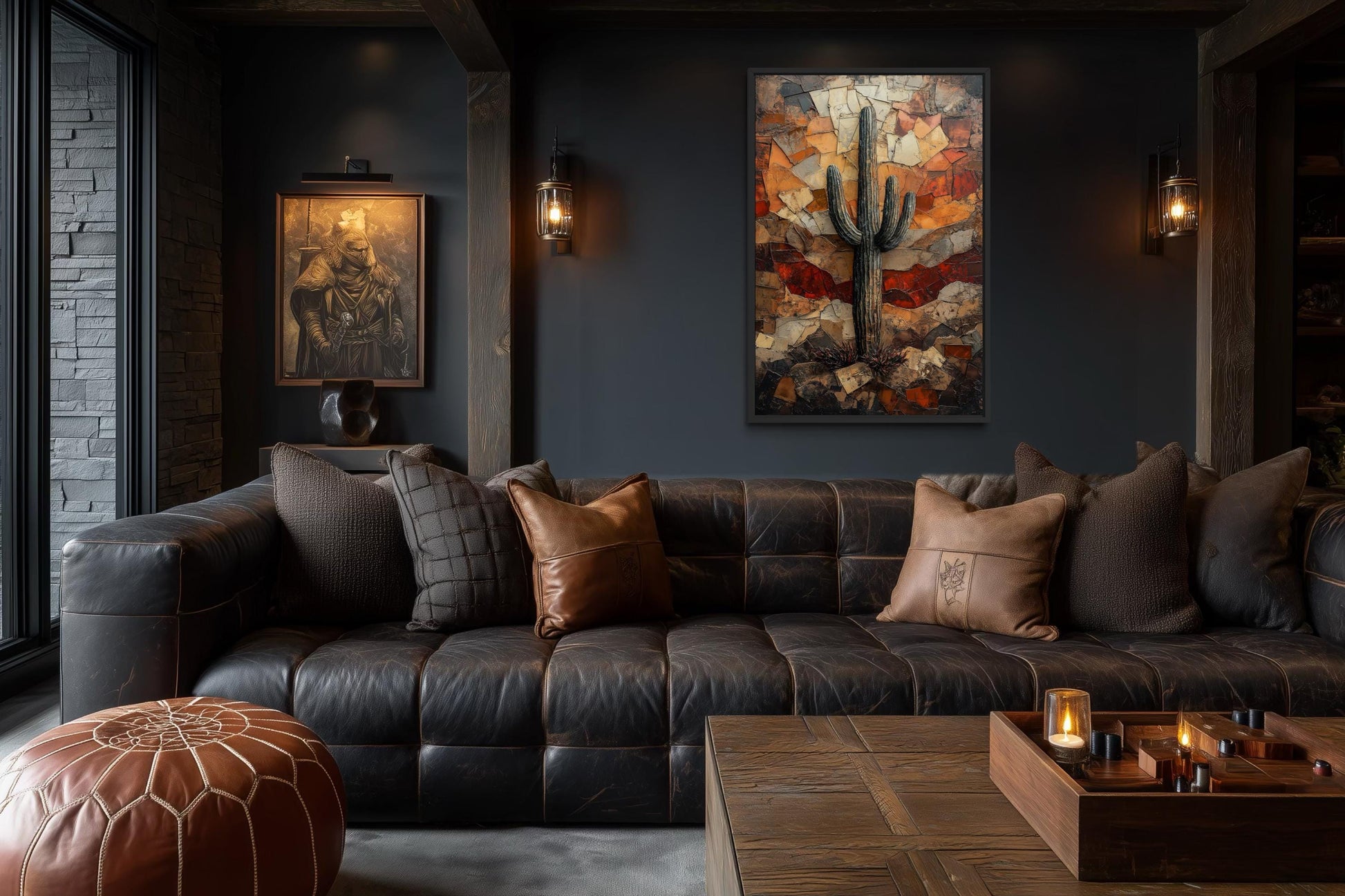 Saguaro Cactus Wall Art – Rustic Desert Landscape Canvas Print - Neutral Earthy Decor