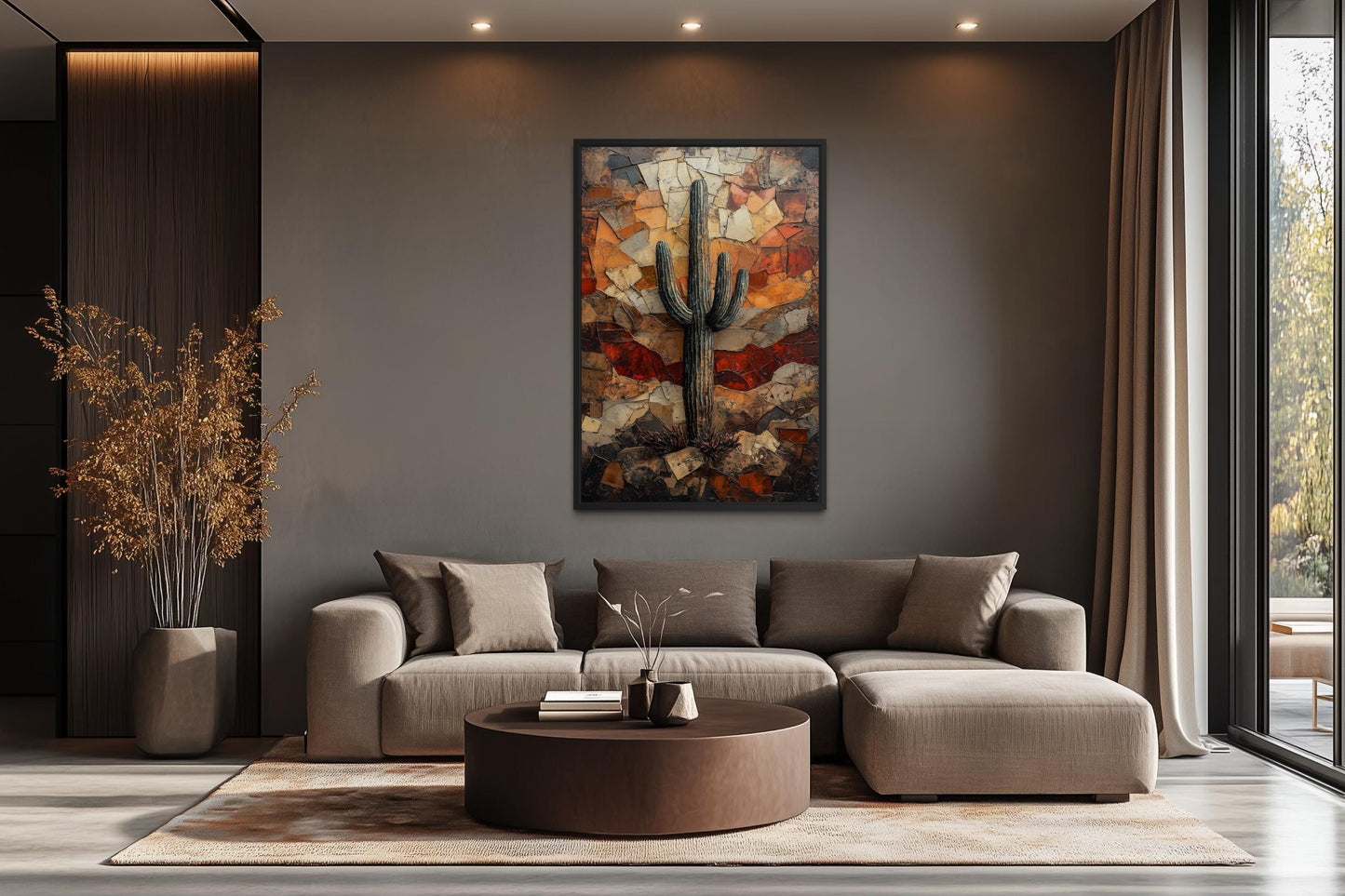 Saguaro Cactus Wall Art – Rustic Desert Landscape Canvas Print - Neutral Earthy Decor