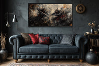 Samurai Duel Wall Art - Japanese Warrior Canvas with Dark Dramatic Battle Scene