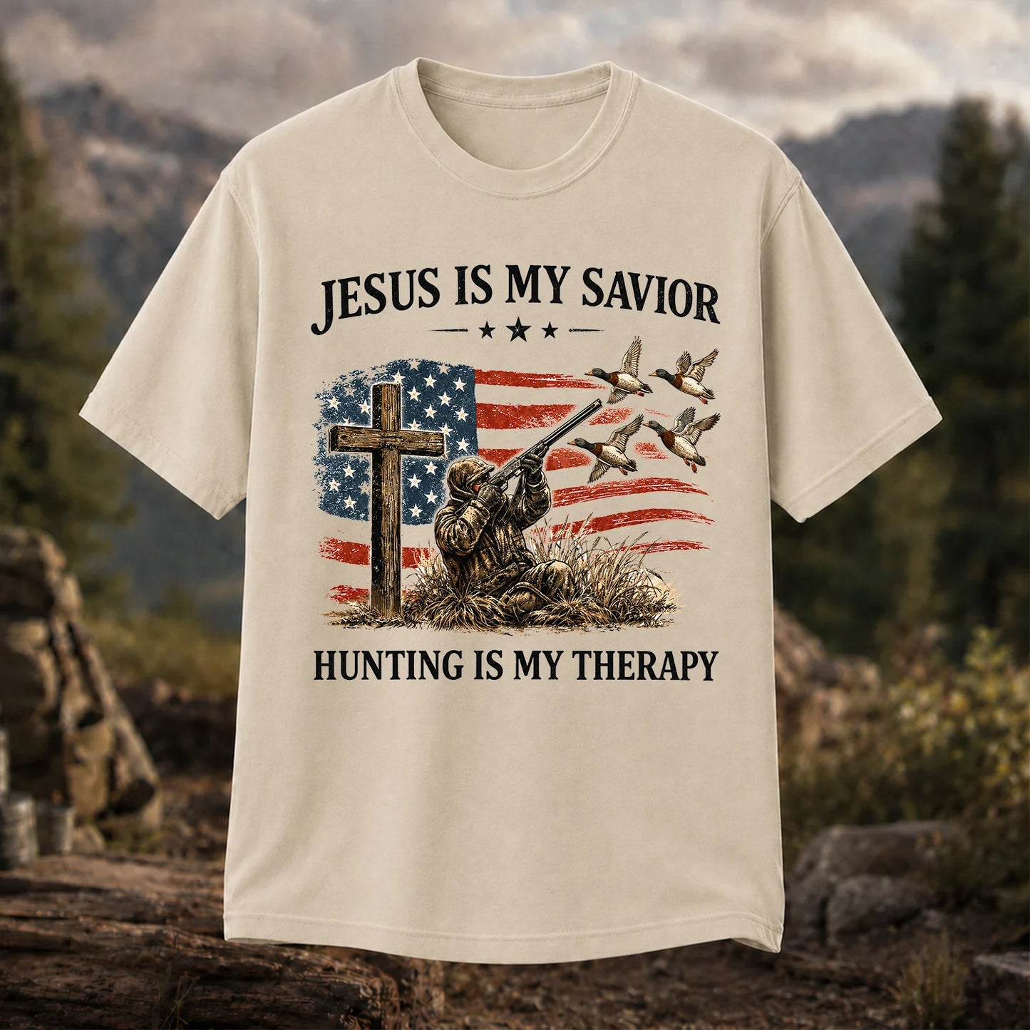 Jesus Is My Savior Hunting Is My Therapy T-Shirt, Christian Hunter Tee