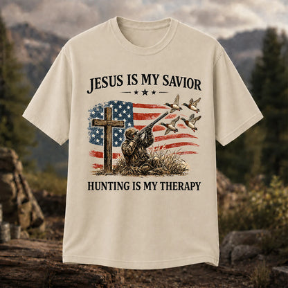 Jesus Is My Savior Hunting Is My Therapy T-Shirt, Christian Hunter Tee
