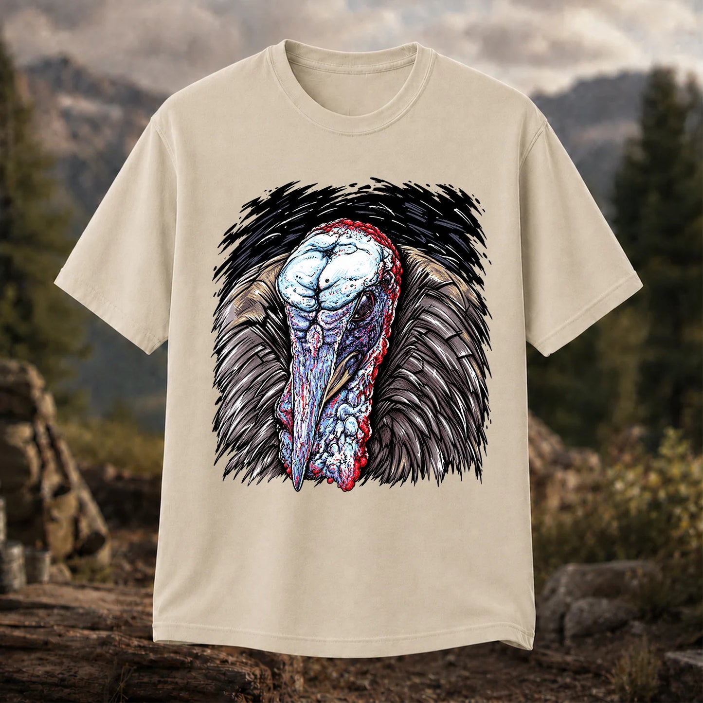 Turkey Portrait T-Shirt, Detailed Turkey Hunting Tee