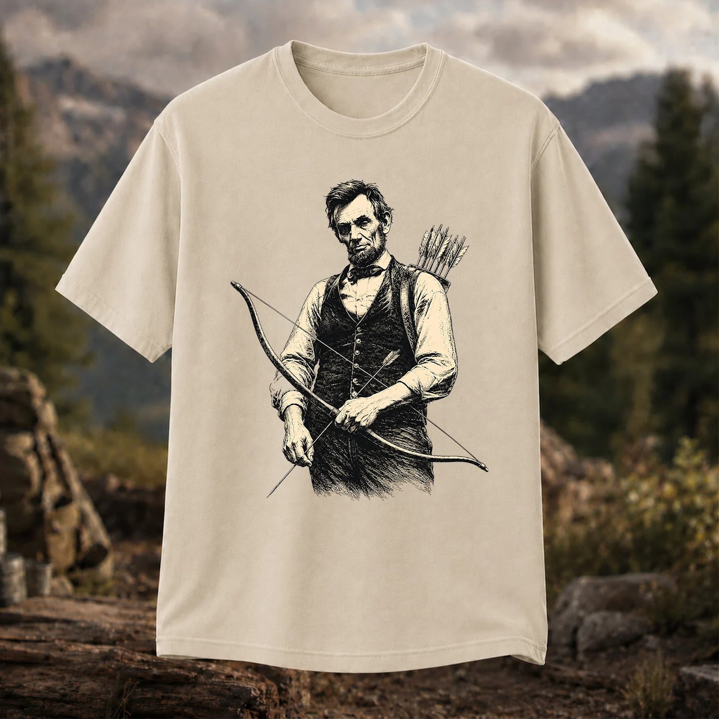 Abraham Lincoln Archer T-Shirt, Vintage Bow Hunting Tee