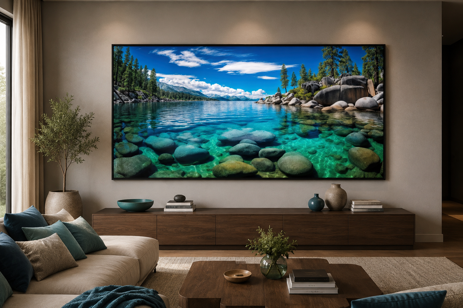 Lake Tahoe Wall Art – Framed Canvas Print | Scenic Sand Harbor Landscape Decor