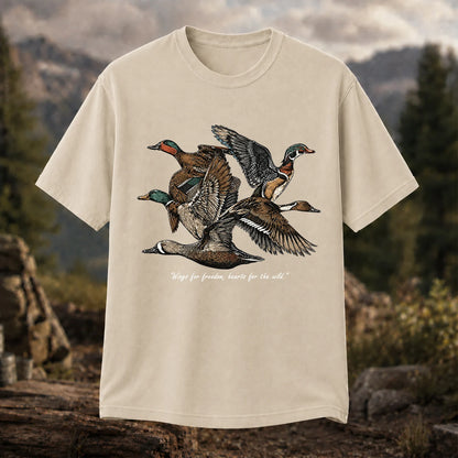 Flying Ducks T-Shirt, Vintage Waterfowl Hunting Tee