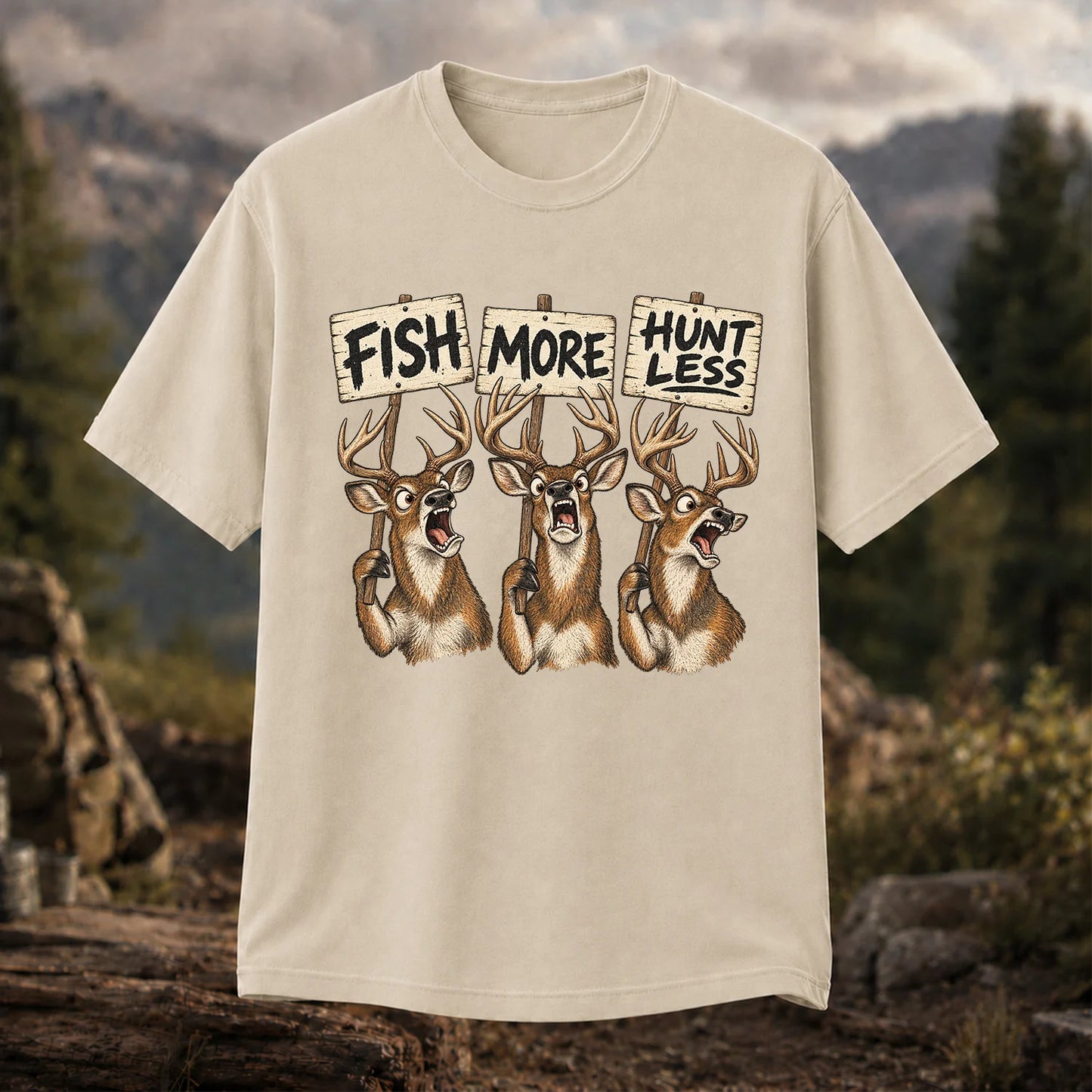 Fish More Hunt Less T-Shirt, Funny Deer Hunting Tee