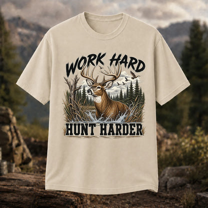 Work Hard Hunt Harder T-Shirt, Vintage Deer Hunting Tee