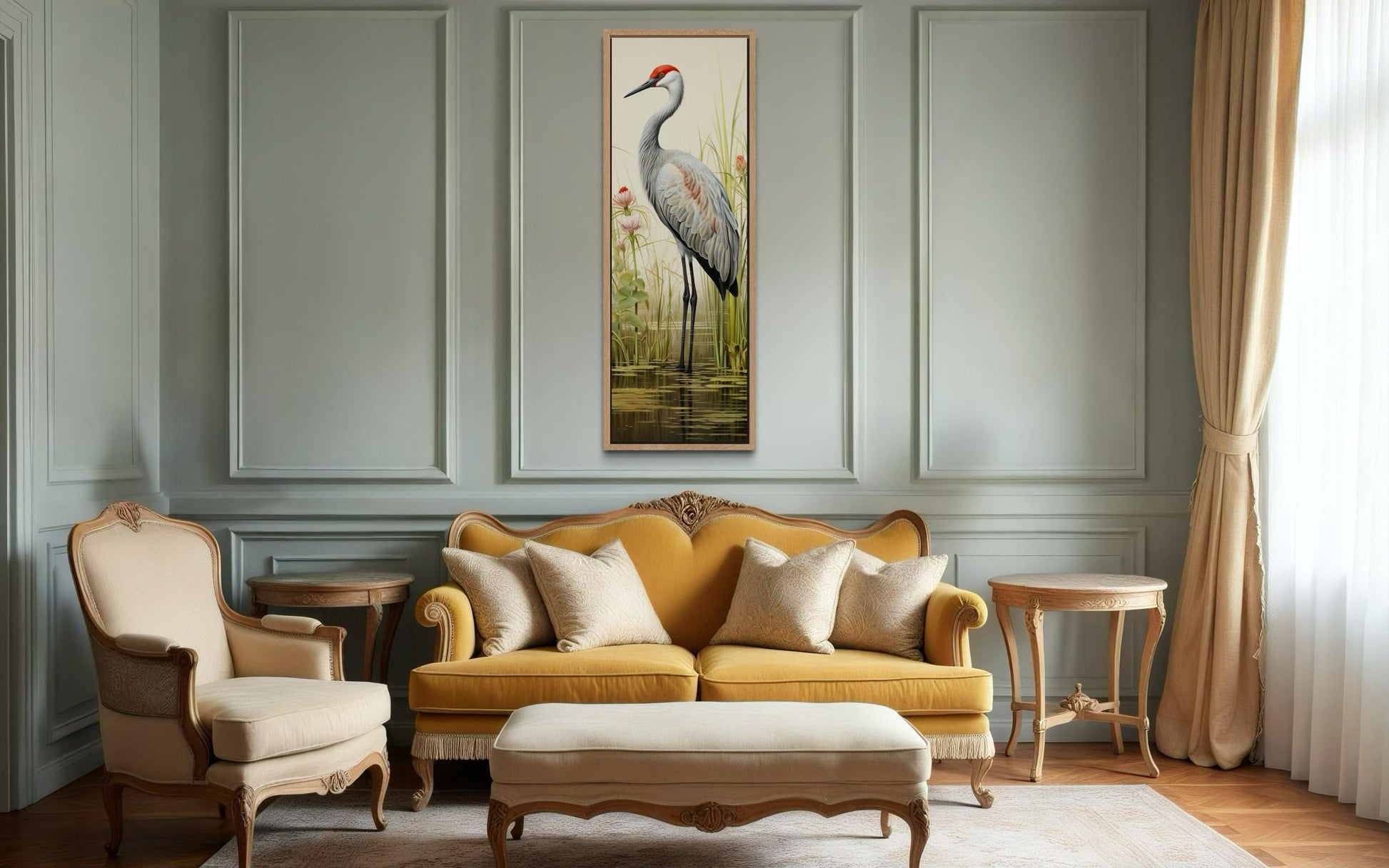Sandhill Crane Tall Narrow Vertical Canvas Wall Art