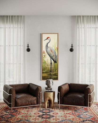 Sandhill Crane Tall Narrow Vertical Canvas Wall Art