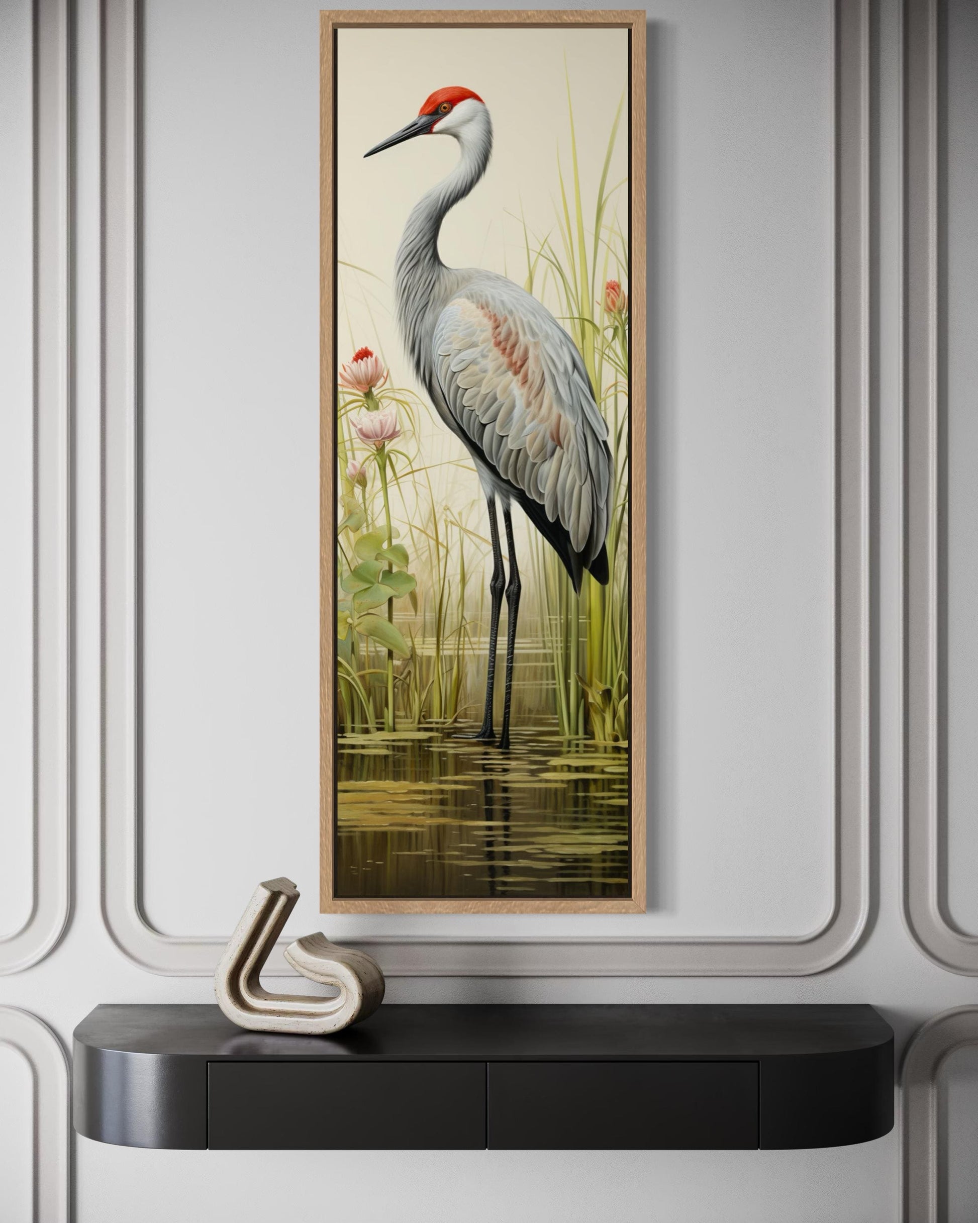 Sandhill Crane Tall Narrow Vertical Canvas Wall Art