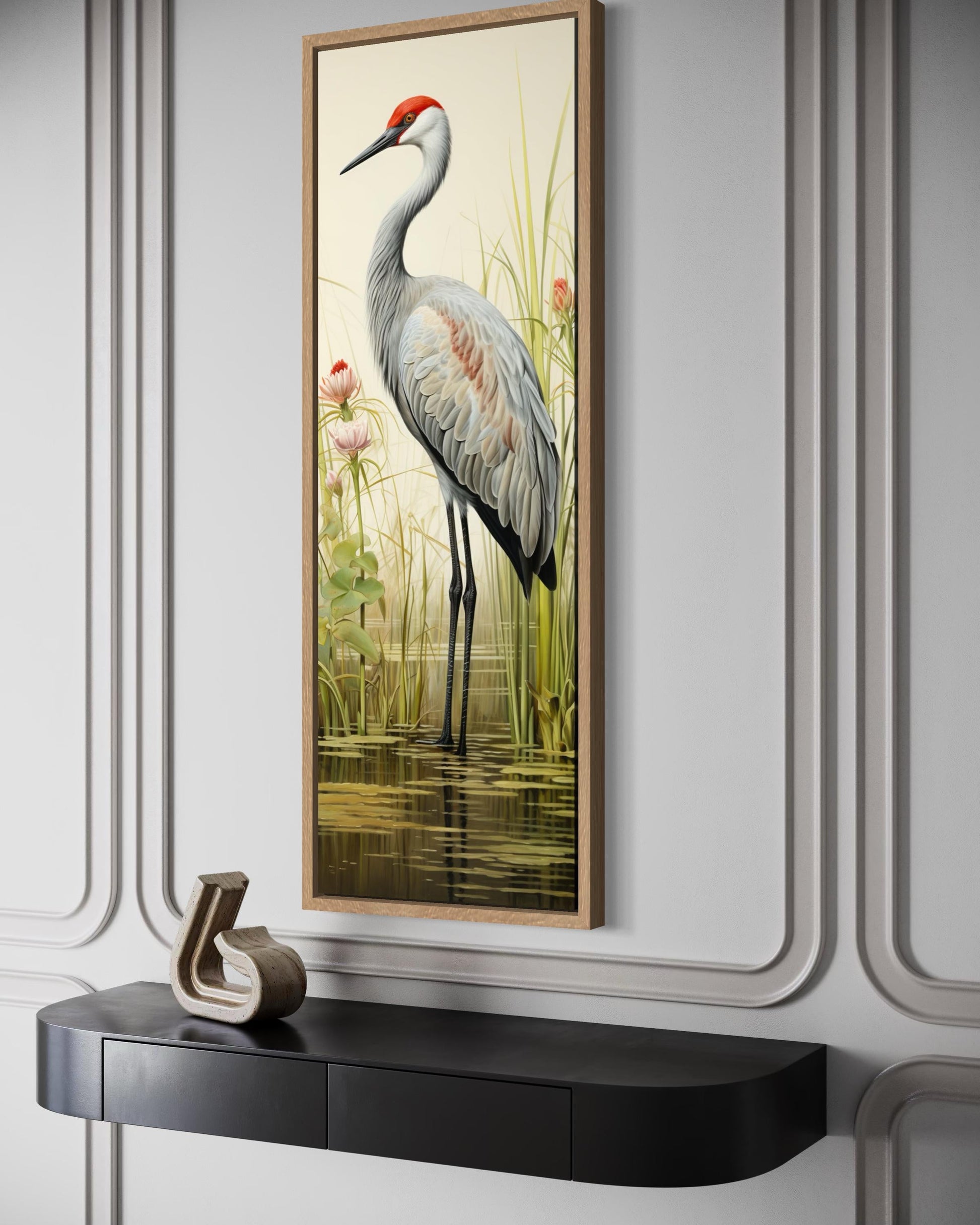 Sandhill Crane Tall Narrow Vertical Canvas Wall Art