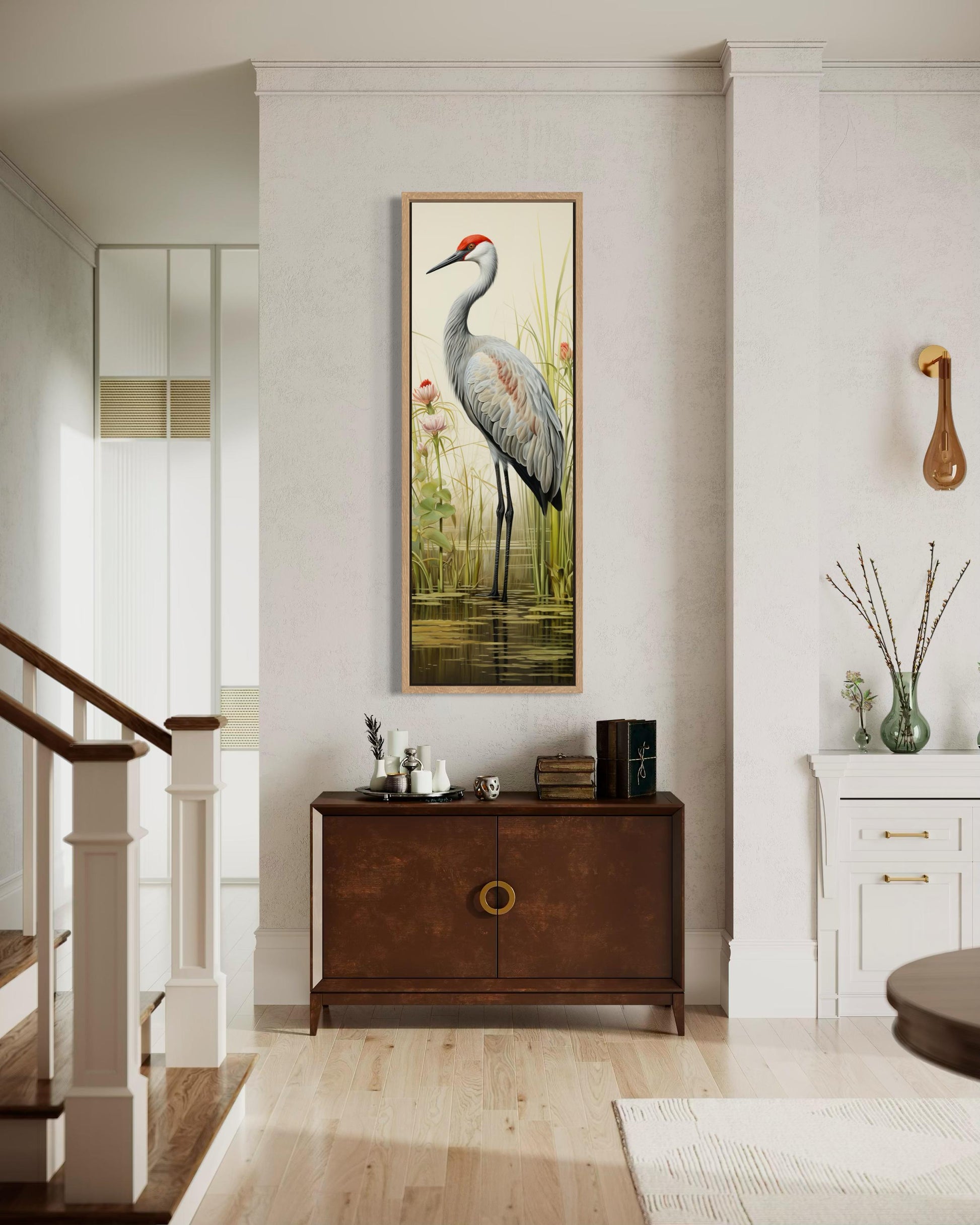 Sandhill Crane Tall Narrow Vertical Canvas Wall Art