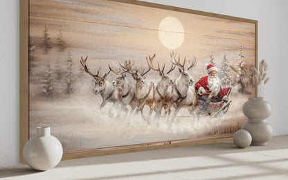 Santa Claus Inn Sleigh Wall Art - Rustic Christmas Canvas | Farmhouse Holiday Decor