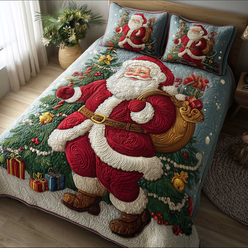 Santa Cozy Dreams 3-Piece Quilted Bedding Set - Single (59" x 70")