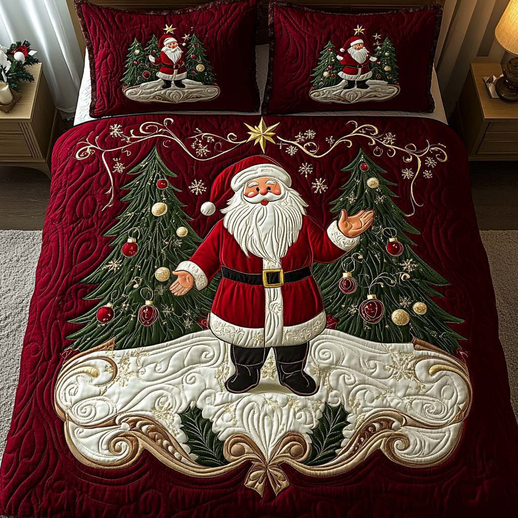 Santa Dreams 3-Piece Quilted Bedding Set - Single (59" x 70")