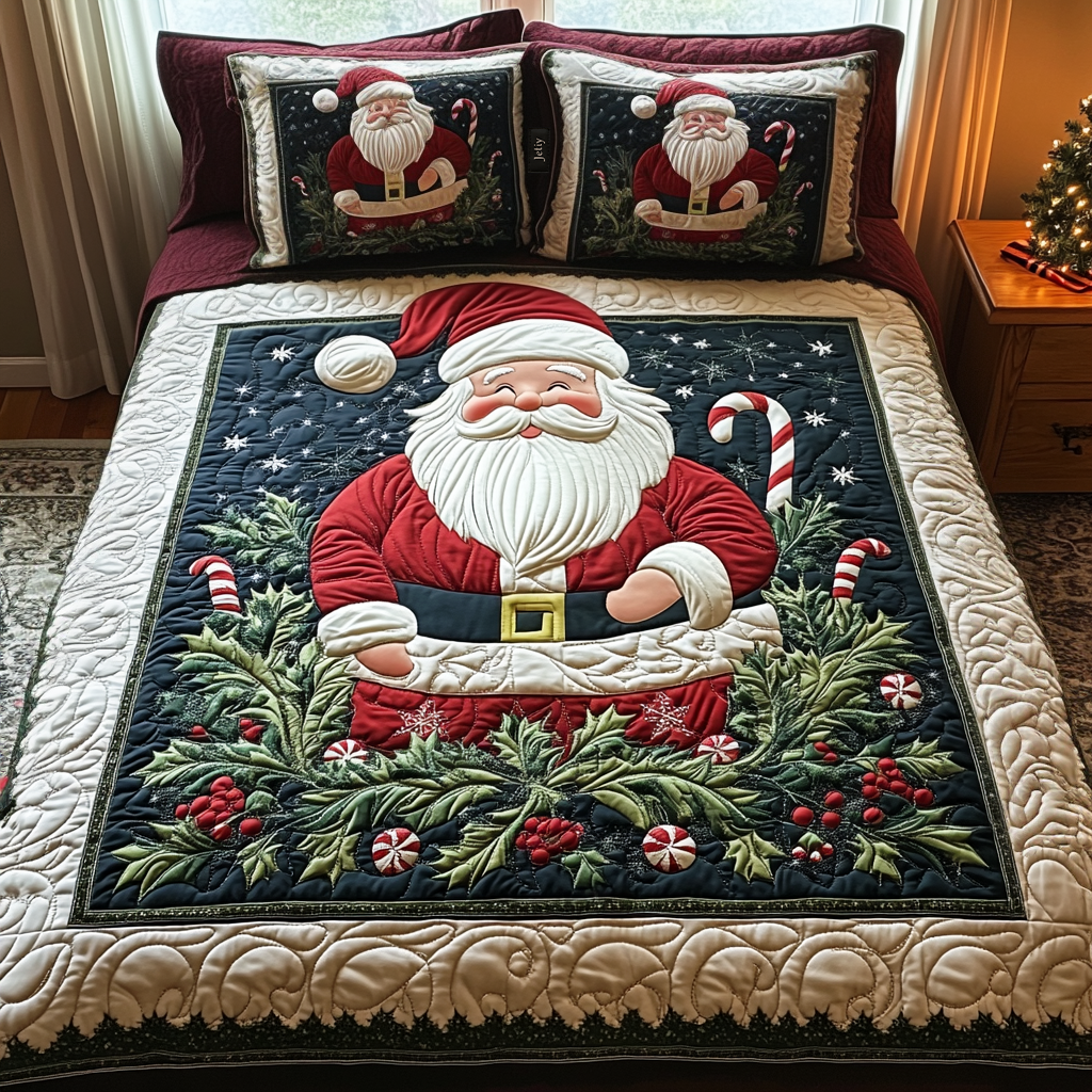 Santa Sleigh Adventure Quilted Bedding Set - Single (59" x 70")