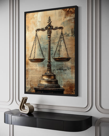 Scales Of Justice Legal Office Framed Canvas Wall Decor