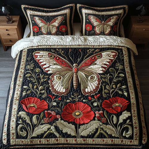 Scarlet Bloom 3-Piece Quilted Bedding Set - Single (59" x 70")
