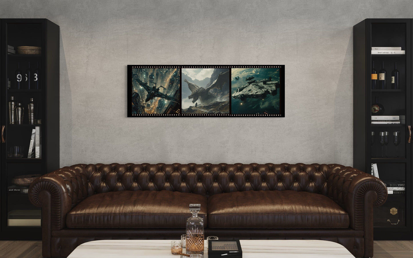 Sci Fi Futuristic Movies Collage Framed Canvas Wall Art For Home Cinema