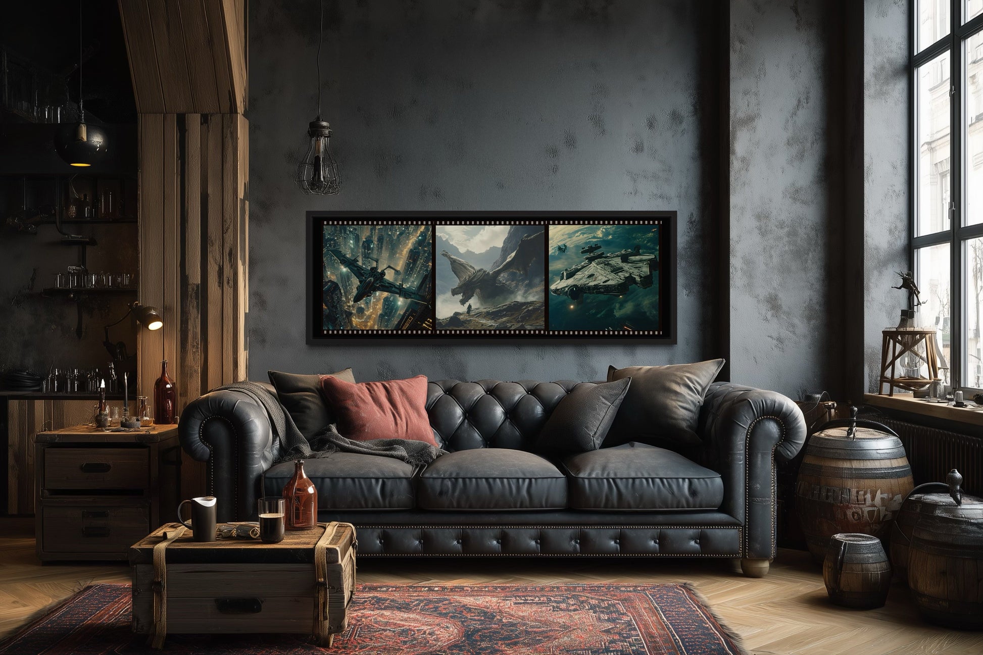 Sci Fi Futuristic Movies Collage Framed Canvas Wall Art For Home Cinema