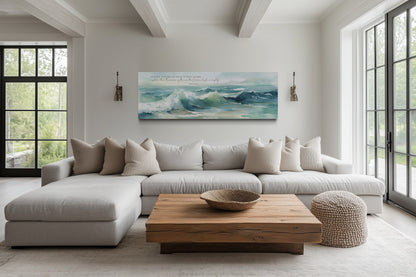 Scripture Wall Art Mightier Than The Waves Horizontal Framed Canvas Wall Art