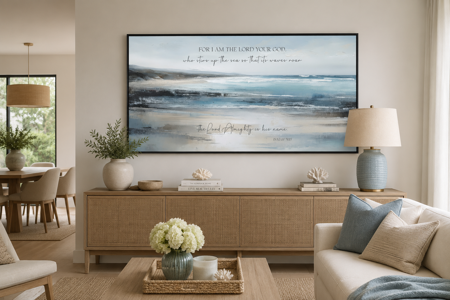 For I Am The Lord Your God Scripture Coastal Canvas Wall Art