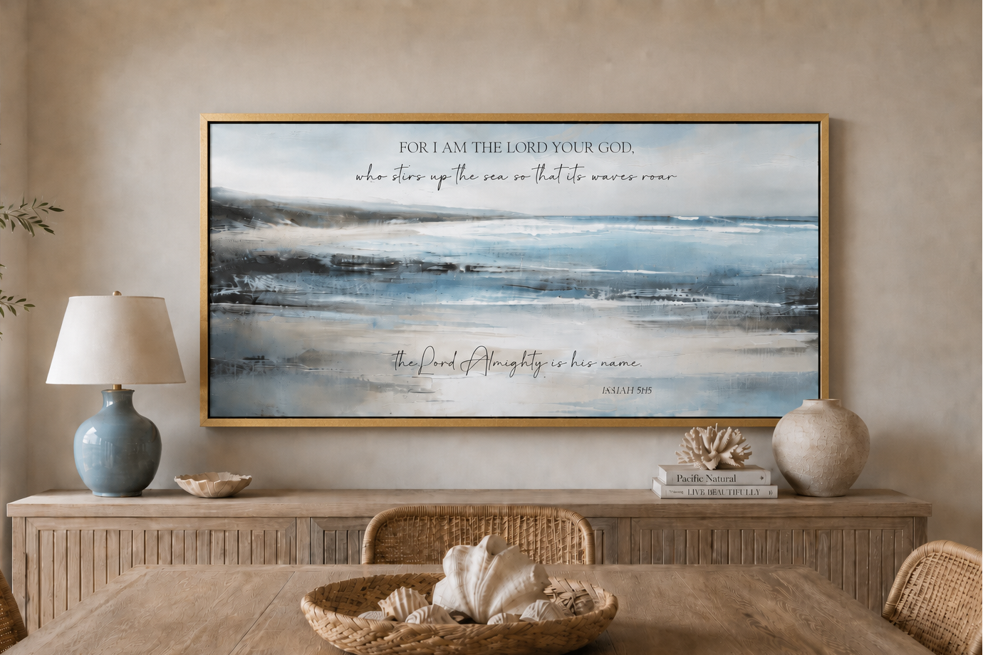 For I Am The Lord Your God Scripture Coastal Canvas Wall Art