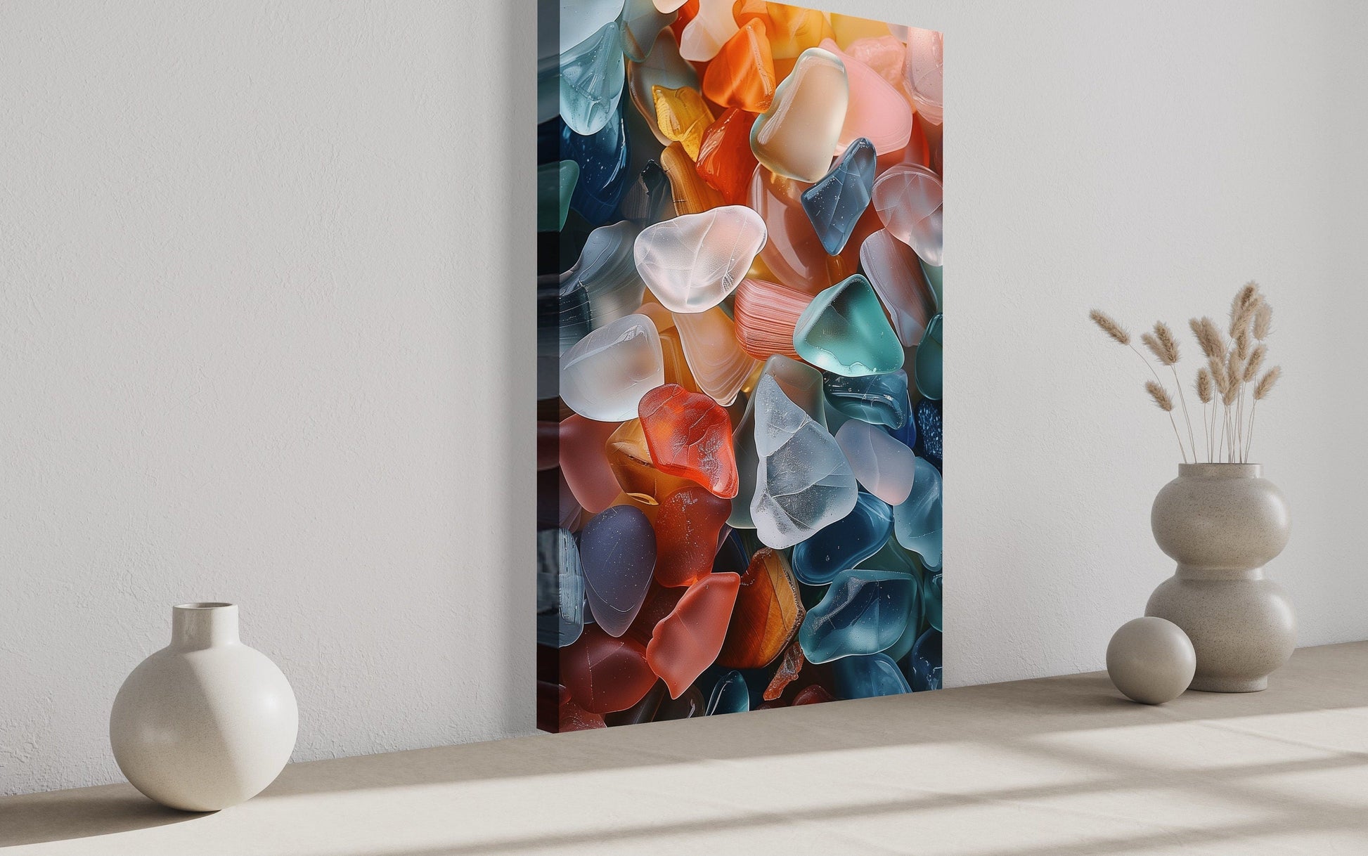 Sea Glass Painting Coastal Wall Art For Bathroom or Beach House
