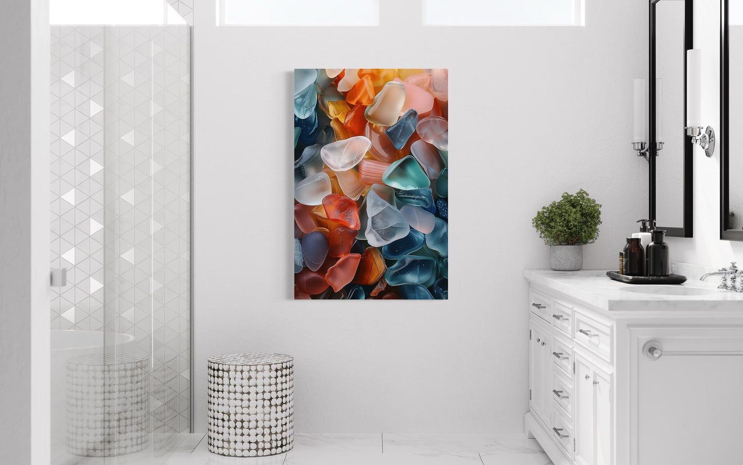 Sea Glass Painting Coastal Wall Art For Bathroom or Beach House