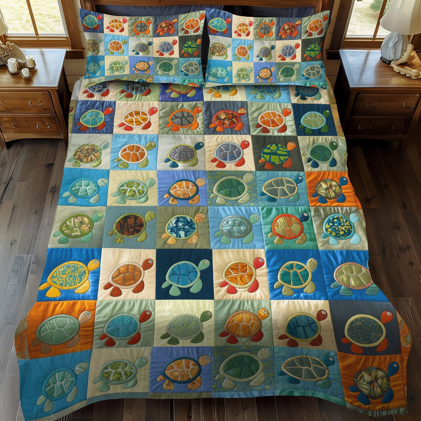 Sea Turtle 3-Piece Quilted Bedding Set - Single (59" x 70")