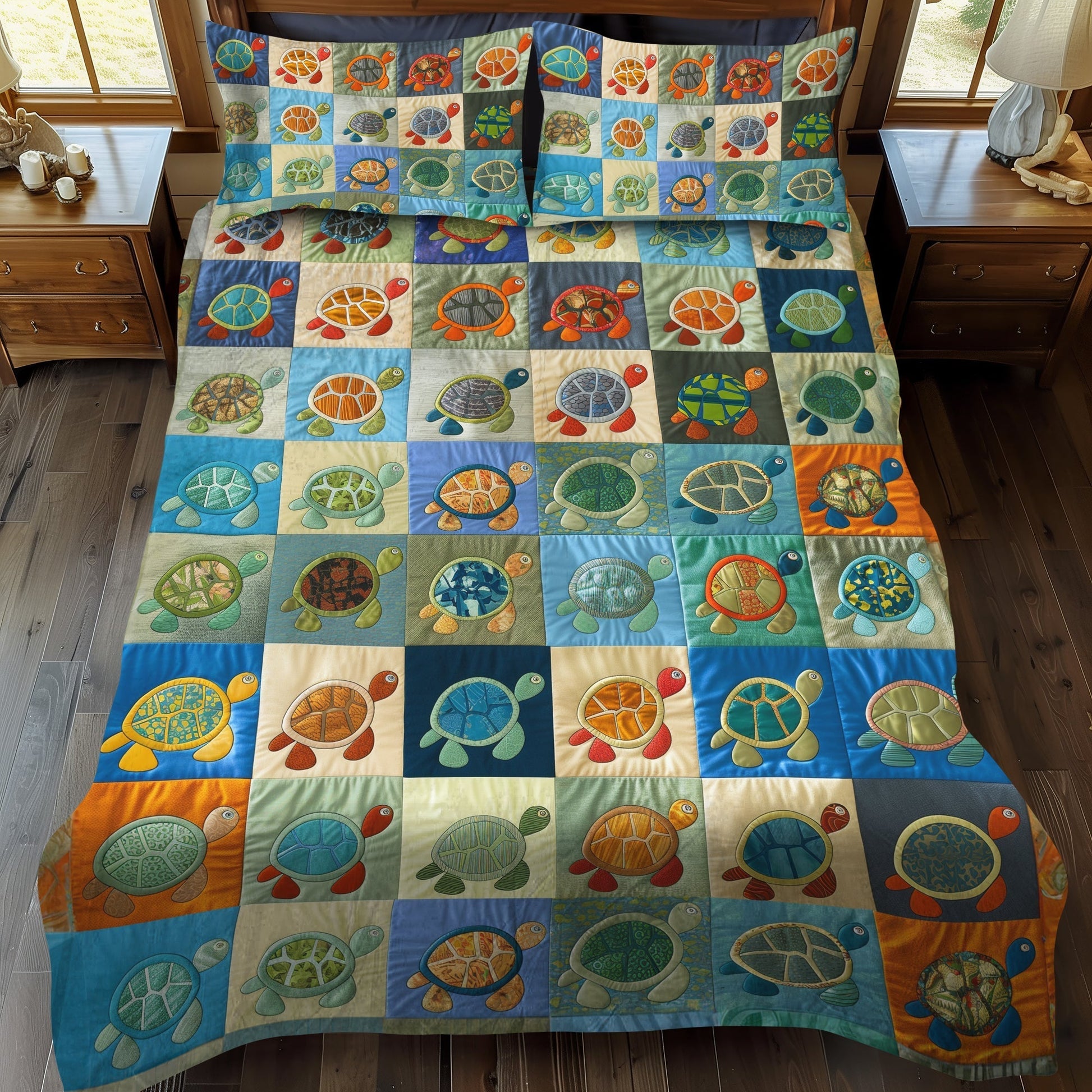 Sea Turtle 3-Piece Quilted Bedding Set - Single (59" x 70")