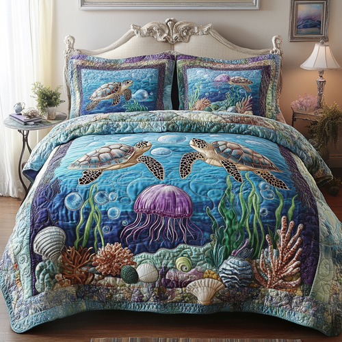 Sea Stroll 3-Piece Quilted Bedding Set - Single (59" x 70")
