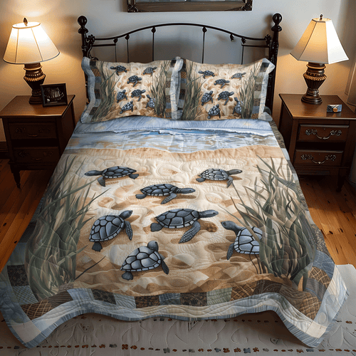 Sea Turtle Sojourn 3-Piece Quilted Bedding Set - Single (59" x 70")
