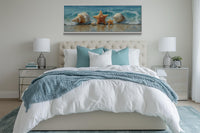 Seashell And Starfish Beach Scene Framed Canvas Wall Art